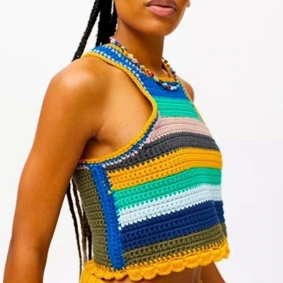 Urban Outfitters Tops - Kimchi Blue Urban Outfitters Multicolor Crochet Striped Tank
